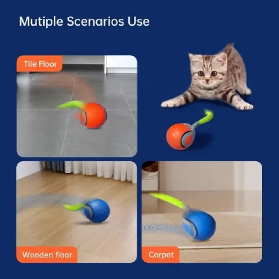 Speedy Sprint Ball Toy for Cat Type-C Rechargeable Interactive Cats Toy Blue image {8}
