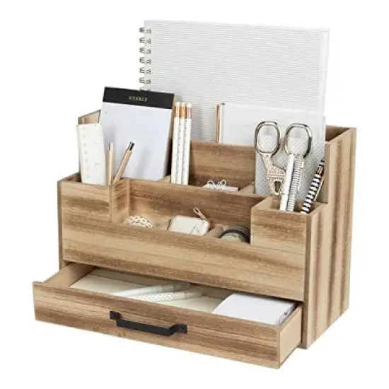 Blu Monaco Wood Mail Organizer with Drawer and 5 Compartments image {6}