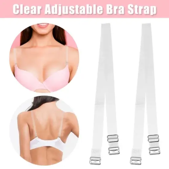 Unique Bargains ABS Non-Slip Adjustable Invisible Clear Bra Shoulder Strap with Stainless Steel Hook Transparent 3 Pair image {1}