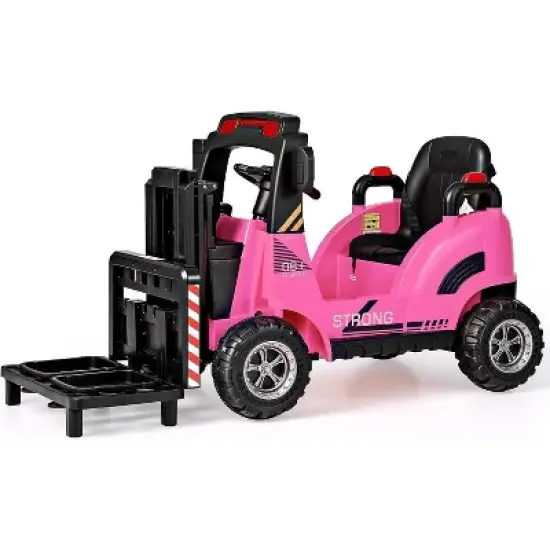Costway Ride on Forklift 12V Kids Electric Vehicle Construction Truck with Remote Control 2 Speeds Music USB MP3 Lights image {9}