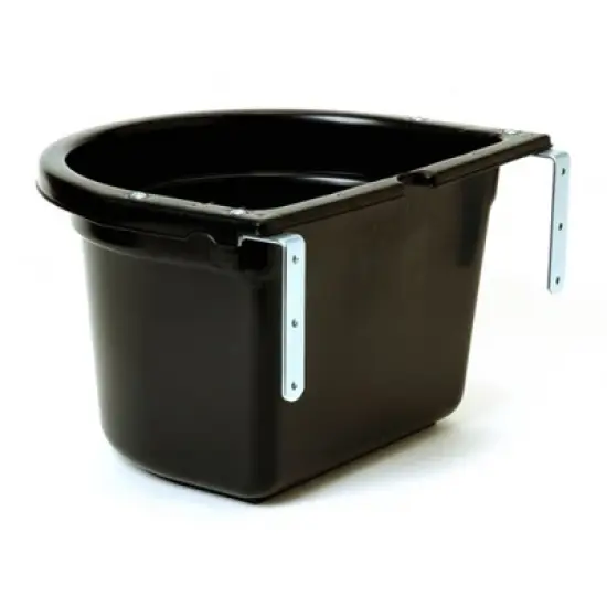Little Giant 20 Quart Heavy Duty Mountable Plastic Fence Feeder Bucket for Feeding Small Livestock and Pets at Home or Farm, Black image {1}