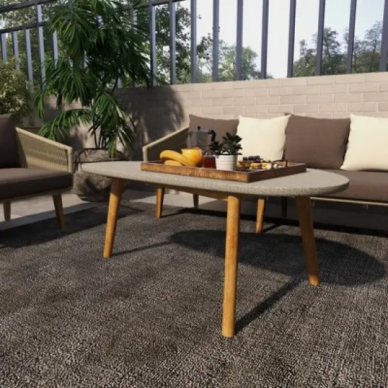 45"x18" Mid-Century Wood Outdoor Accent Table Gray - Olivia & May image {13}