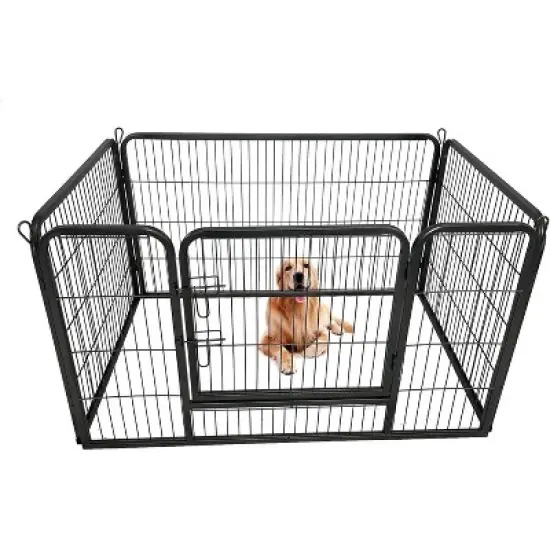 24" Heavy Duty Metal Dog Playpen - Indoor/Outdoor Pet Fence for Small/Medium/Large Dogs, Portable Animal Barrier for Yard, RV & Camping - Black image {8}