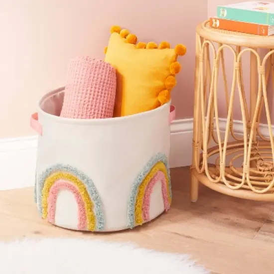 Tufted Canvas Storage Bin - Cloud Island&trade; Pink L image {1}