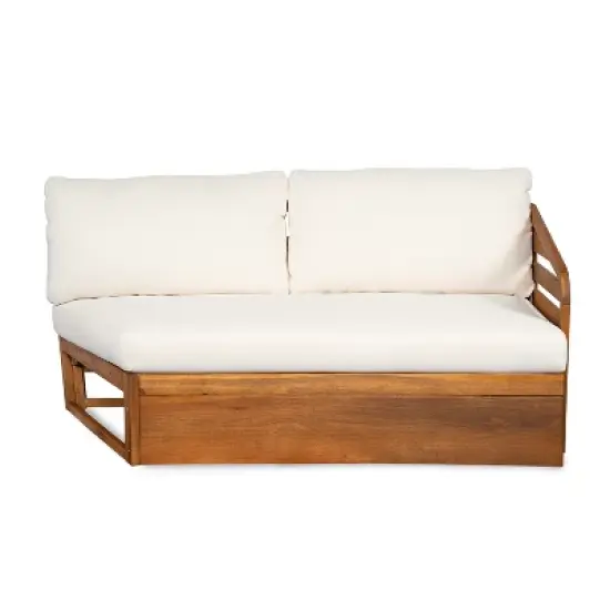 Christopher Knight Home Rugar 4-Seater Patio Acacia Wood V-Shaped Sectional Sofa with Thick Cushions image {5}