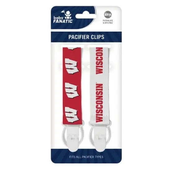 BabyFanatic Officially Licensed Unisex Pacifier Clip 2-Pack - NCAA Wisconsin Badgers - Officially Licensed Baby Apparel image {2}