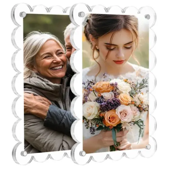 Unique Bargains Double Sided Fujifilm Mini Picture Acrylic Wavy Fridge Magnetic Frames 2 Pcs image {11}