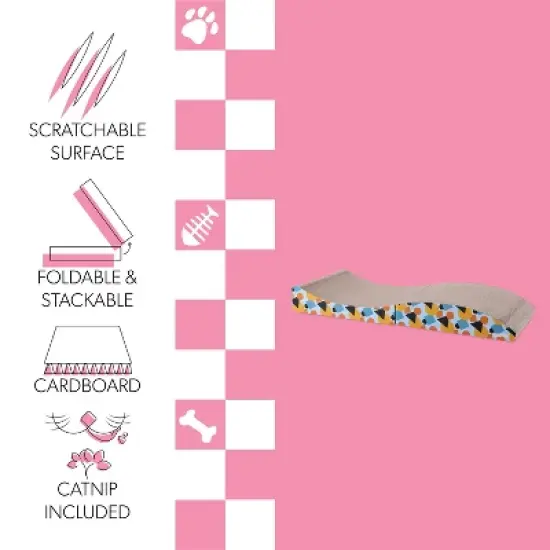 THE LICKER STORE Eero Modern Cardboard Foldable Lounge Cat Scratcher with Catnip image {3}