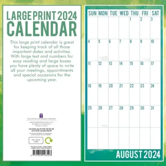The Gifted Stationery 2024 Square Wall Calendar, Large Print, 16-Month Home Organizers Theme with 180 Reminder Stickers (12 x 12 In) image {3}