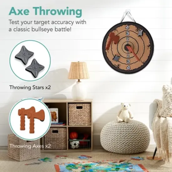 Best Choice Products Large Double-Sided Dart Board, Sticky Ball Axe Star Throwing Game for Kids, Adults w/ Carrying Case image {2}