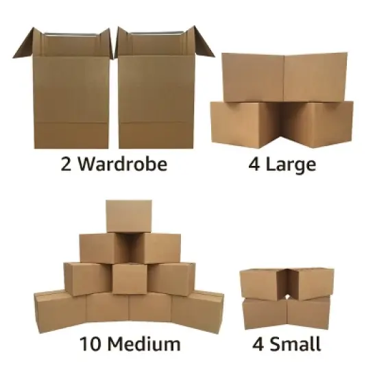 UBMOVE 2 Room Wardrobe Kit-2 with 20 Moving Boxes plus Packing Supplies image {4}