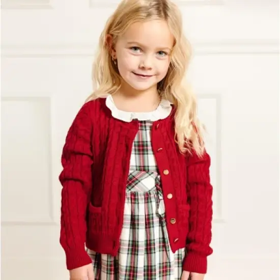 Hope & Henry Girls' Long Sleeve Classic Cable Cardigan Sweater, Infant image {3}