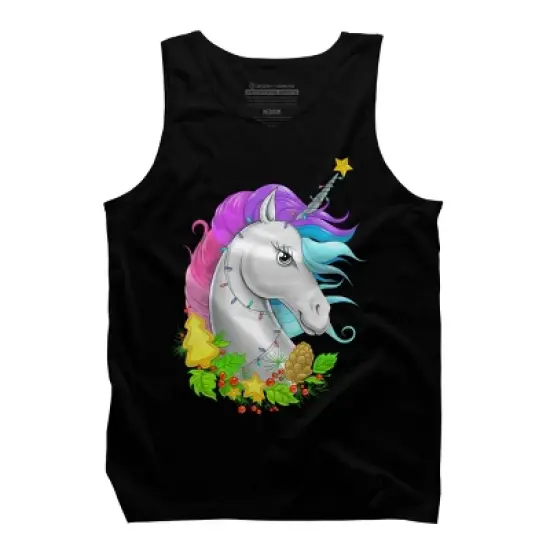Men's Design By Humans Christmas unicorn By NikKor Tank Top image {4}