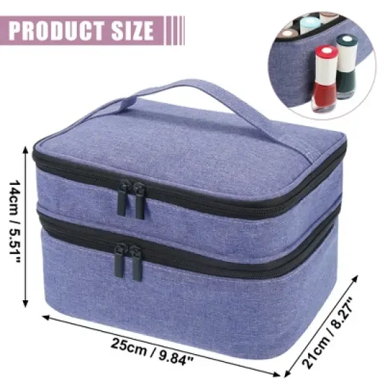 Unique Bargains Nail Storage Bag Gel Polish 30 Bottles Double-layer Nail Organizer Case image {2}