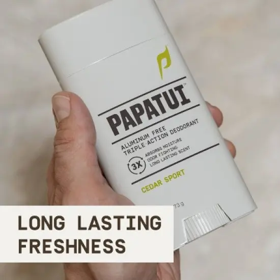 Papatui Men's Aluminum-Free 48-Hour Odor Protection Solid Deodorant - Cedar Sport - 2.6oz image {3}