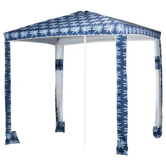 Outsunny Quick Beach Cabana Canopy Umbrella, 7.9' Easy-Assembly Sun-Shade Shelter with Sandbags, Cool UV50+ Fits Kids & Family image {3}