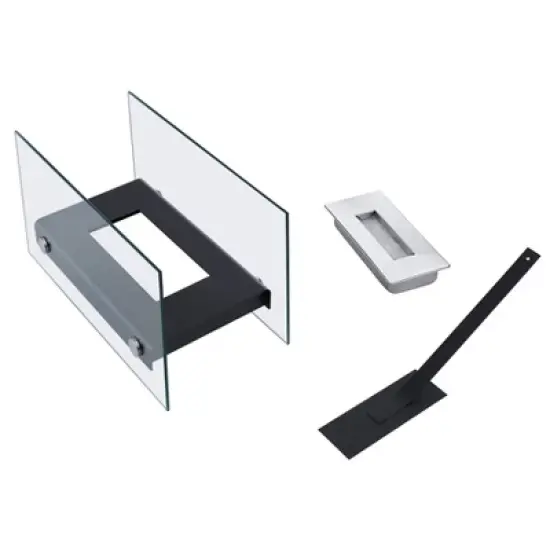 13.25"x7.5" Ventless Smokeless Rectangular Glass & Black Metal Tabletop Fire Pit - Danya B. image {4}