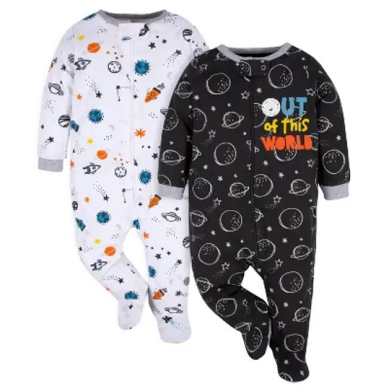 Gerber Baby Boys' Long Sleeve Sleep 'N Plays - 2-Pack image {6}