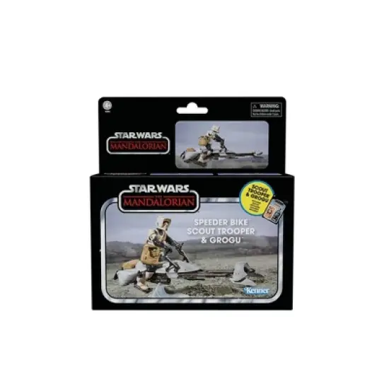 Star Wars: The Mandalorian Vintage Speeder Bike, Scout Trooper and Grogu Action Figure Set - 3pk image {1}