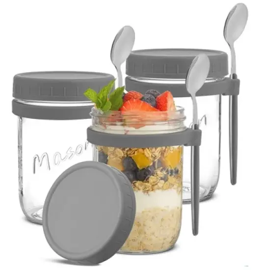 JoyJolt Dawn Overnight Oats Glass Containers with Spoon image {8}
