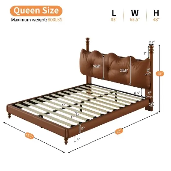 Christopher Knight Home Calka Modern Faux Leather Upholstered Coffee Bed with Headboard image {2}