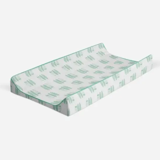 Bacati - Noah Mint Feathers Quilted Muslin Changing Pad Cover image {6}