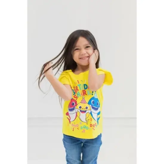 Pinkfong Baby Shark Daddy Mommy Graphic T-Shirt Yellow image {1}