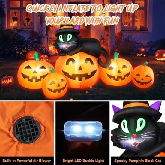MOVSSOU 5FT Halloween Inflatable Pumpkin Outdoor Decoration image {4}
