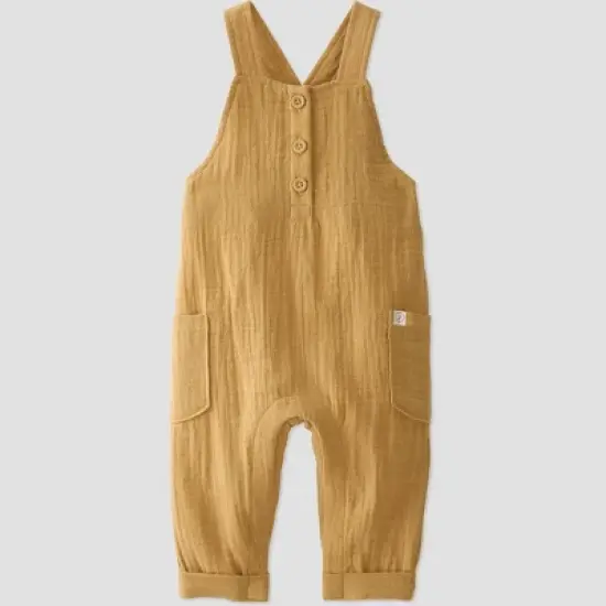 little Planet By Carter's Baby Ochre Gauze Overalls - Yellow image {4}