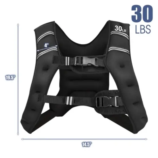 Costway 30LBS Workout Weighted Vest W/Mesh Bag Adjustable Buckle Sports Fitness Training image {9}