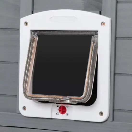 Sevobal Pet Crates and Houses Large Outdoor Cat House Enclosure with Cat Condo, Sun Panel Roof 4 Platforms Rainproof Cover, Gray, 62.6"*32.3"*70.1" image {2}