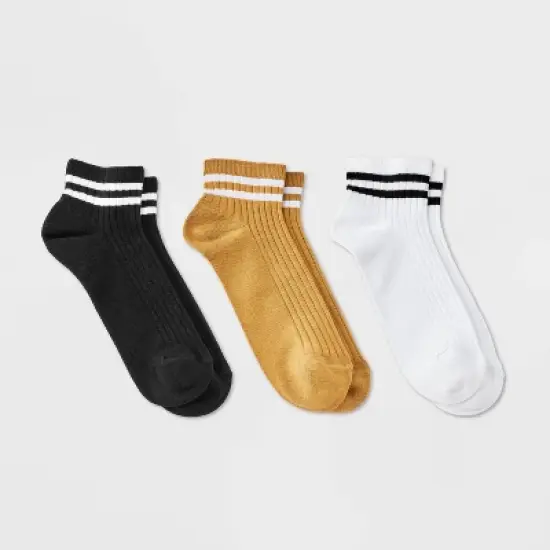 Women's Varsity Striped Ribbed 3pk Ankle Socks - Universal Thread&trade; 4-10 image {3}