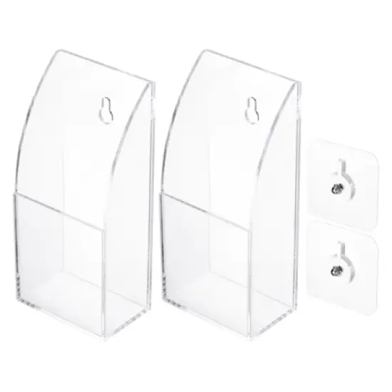 Unique Bargains Acrylic Wall Mounted Charging Remote Control Holder 1 Slot 2 Pcs image {4}
