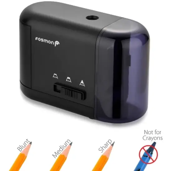 Fosmon Electric Pencil Sharpener with 3 Sharpness, Colored Pencil Sharpener Battery Powered, Automatic Pencil Sharpener For Kids Classroom Home, Black image {1}