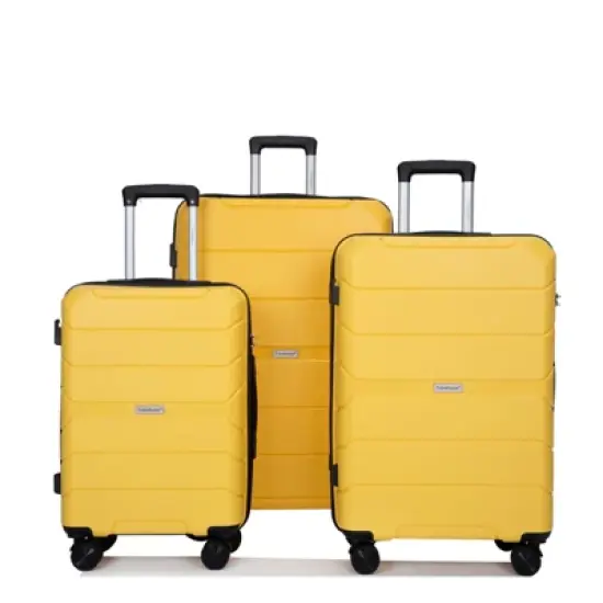 Gulches 3-Piece Hardshell Luggage Set - Bright Anti-Loss Lightweight PP Suitcases w/TSA Lock, Spinner Wheels, Scratch-Resistant image {8}