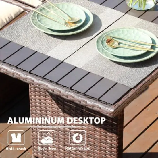 Sunsitt 7pc Wicker Outdoor Patio Conversation Set Beige image {3}