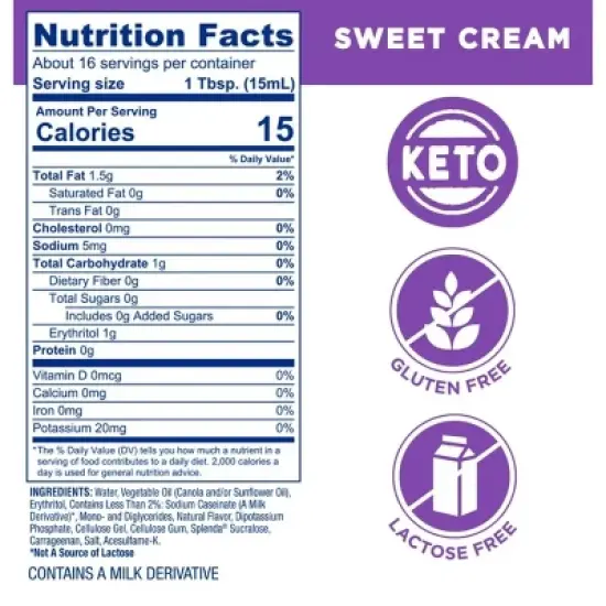 Splenda Sugar Free, Low Calorie Sweet Cream Coffee Creamer, 8 fl Ounces Bottle, Pack of 4 image {1}