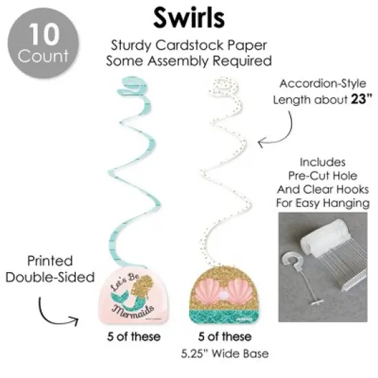 Big Dot of Happiness Let's Be Mermaids - Baby Shower or Birthday Party Supplies Decoration Kit - Decor Galore Party Pack - 51 Pieces image {3}