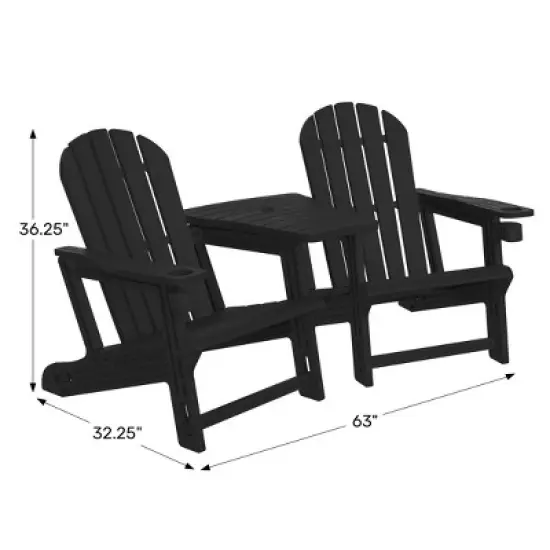 WestinTrends Azura Outdoor HDPE Adirondack Chairs With Connecting Table Tray (Set of 2), Navy Blue image {9}