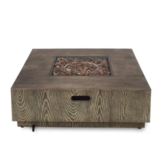 Wellington Outdoor 40000 BTU Square Fire Pit Brown - Christopher Knight Home image {4}