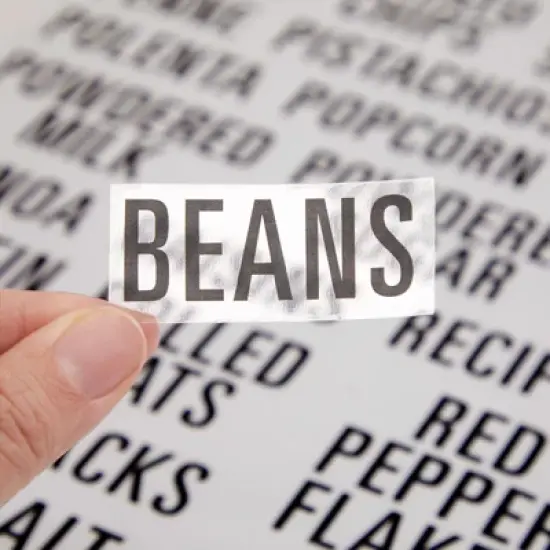 Talented Kitchen 224 Pieces Pantry Labels for Kitchen Canisters, Preprinted Black Font on Clear Stickers for Food Storage Containers image {2}