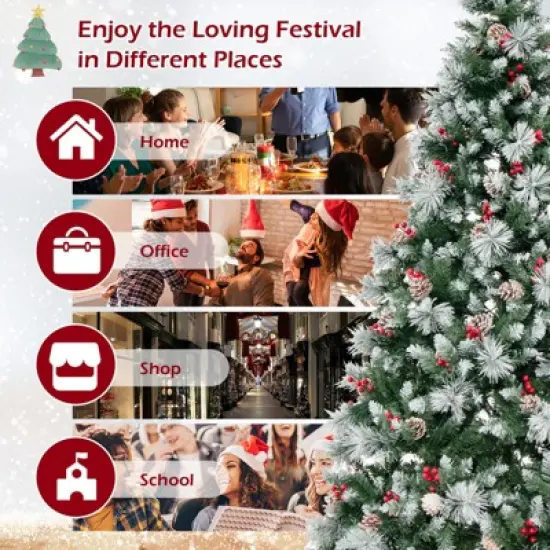 Costway 7 FT Pre-Lit Artificial Christmas Tree Hinged with Pine Needles 400 LED Lights image {6}