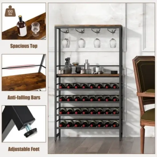 MOEPISY Freestanding Wine Rack with 4 Tier Wine Storage image {8}