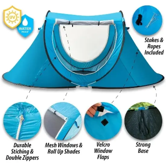 Zone Tech Instant pop Up Beach Tent Canopy - Portable Sun Shade Shelter 2-3 person Easy Set Up Canopy Tent with Carry Bag for Outdoor Activities image {2}