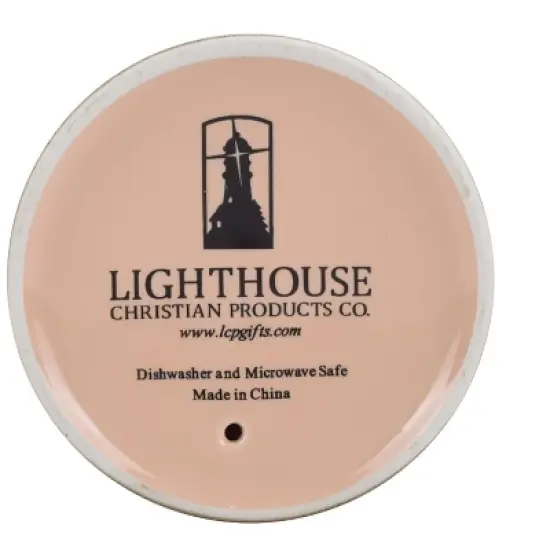 Lighthouse Christian Products Loved Textured Dipped 12 ounce Ceramic Stoneware Travel Tumbler Mug, Blush Pink image {4}