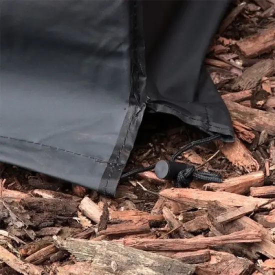 Sunnydaze Outdoor Weather-Resistant PVC and Polyester Square Fire Pit Bowl Cover with Drawstring and Toggle Closure - 48" - Black image {2}