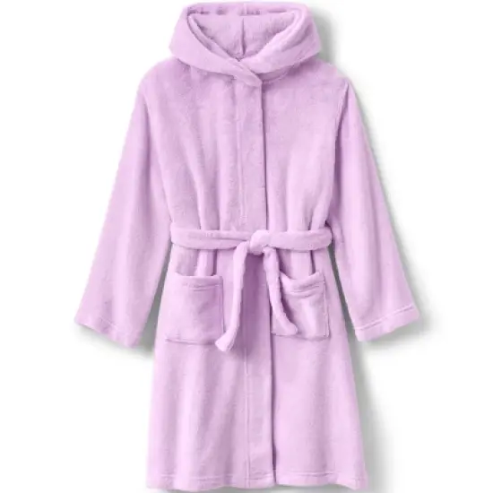 Lands' End Kids Hooded Fleece Solid Robe image {7}