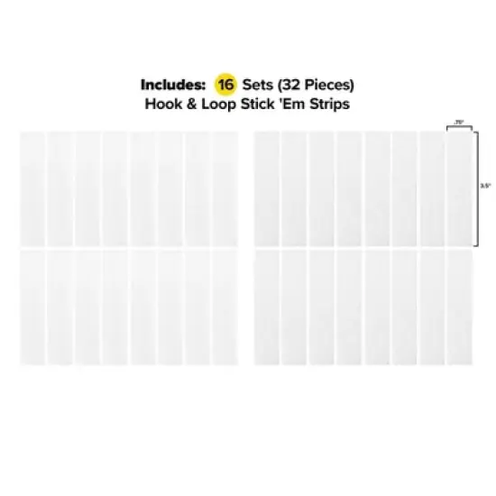 Wrap-It Stick 'Em Strips 3.5"x0.75" 16 Sets White image {2}