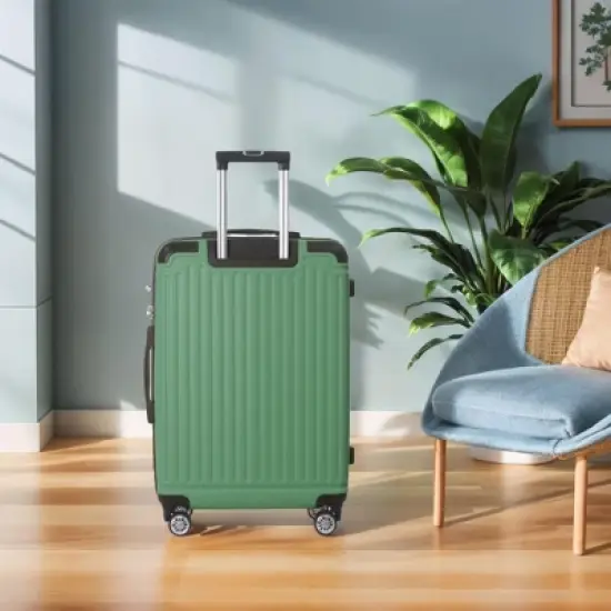 NAYSAYE Luggage ABS Hardshell 3 Piece Spinner Set with TSA Lock and Multi Position Handle for Travel, Green, 20.87"*11.81"*30.31" image {1}