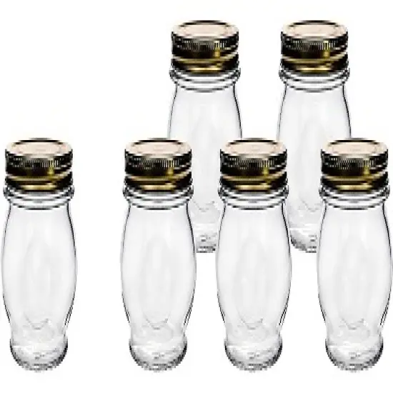 Amici Orto Preserving Canning Jars, Airtight, Italian Made Food Storage Jar, Clear with Metal Screw-On Golden Lids, 6-Piece image {3}